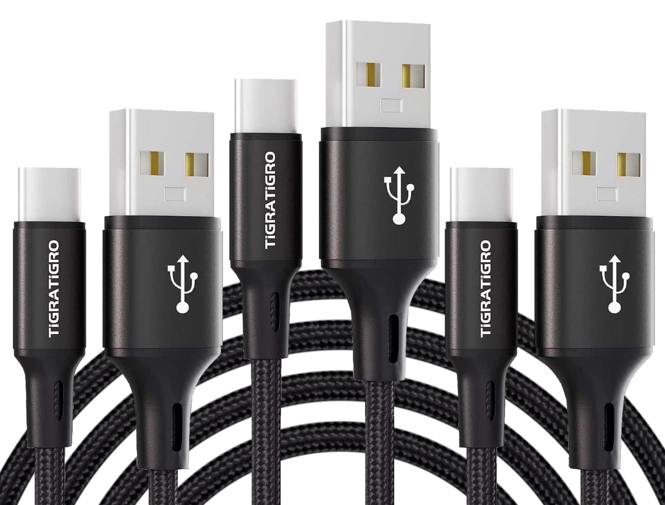 tigratigro Cavo USB C, (2Pezzi 3M) Cavo USB Tipo C Nylon Ricarica Rapida per Android Samsung,Huawei,Xiaomi,Google Pixel, OnePlus, Moto, Realme, Honor, Tablette