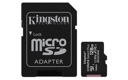 Scheda Kingston micSDXC Canvas Select Plus 100R A1 C10 da 128 GB + ADP (SDCS2/128GBCR) 