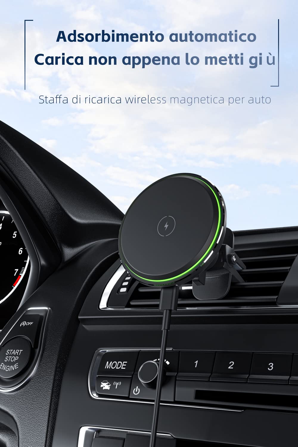 W28 Auto Magsafe Magnetic Wireless Car Charger Qi 15W Fast Charging Stand