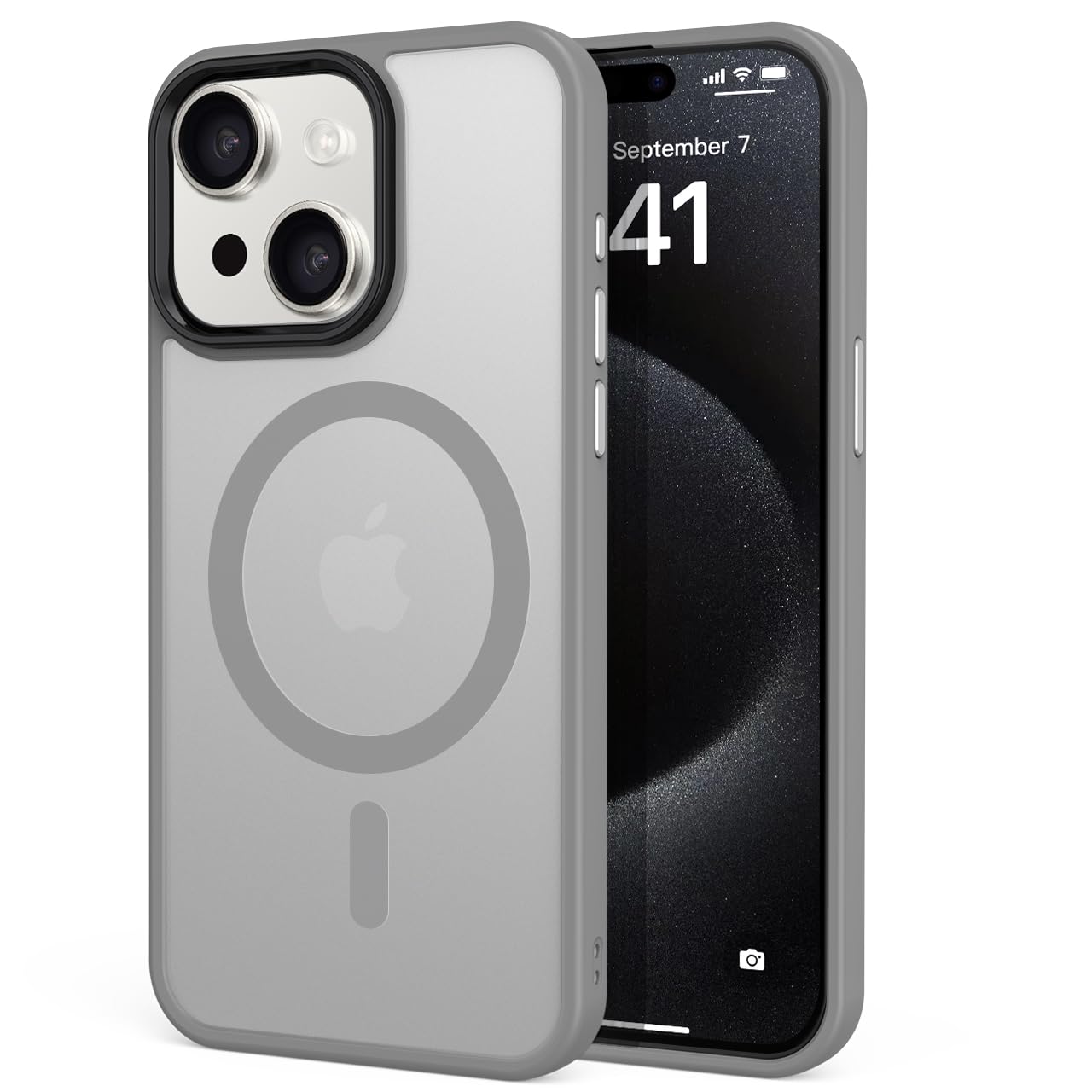 iPhone 15 Plus Silver case compatible with MagSafe