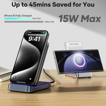 D18 Wireless Charger Station 20W Qi Certified Fast Charging Stand